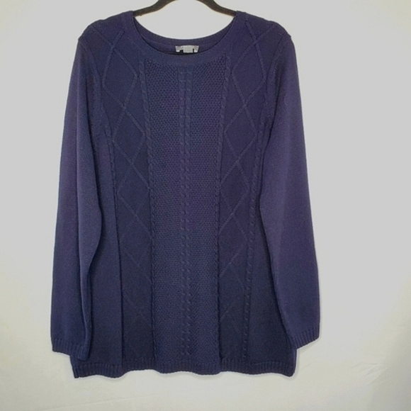 Martha Stewart Cable Knit Sweater Size XL Cotton Chunky Pullover Fisherman - Picture 1 of 11